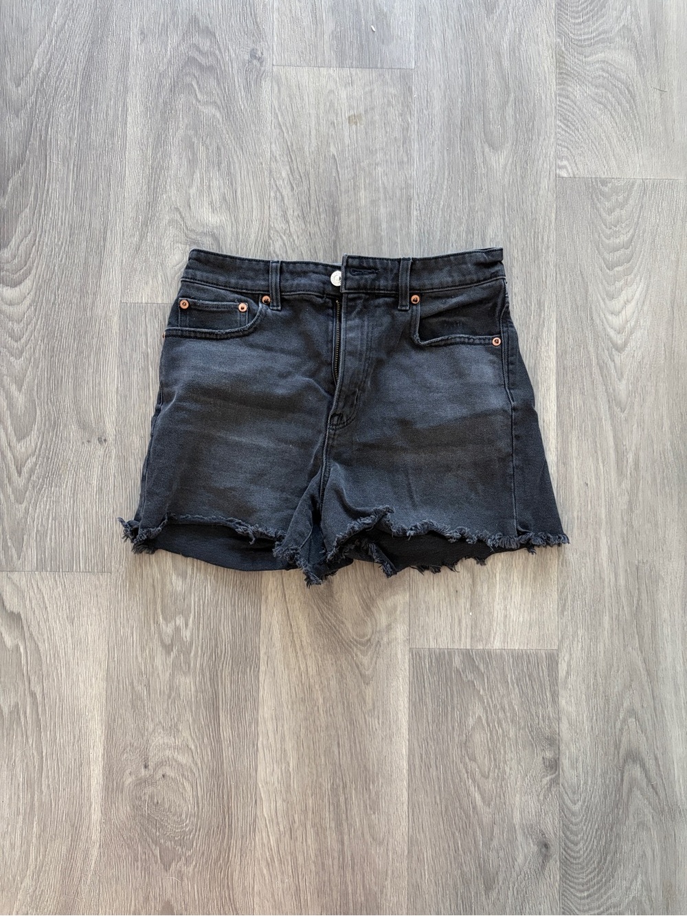 American Eagle Outfitters Black Frayed Hem Denim Shorts